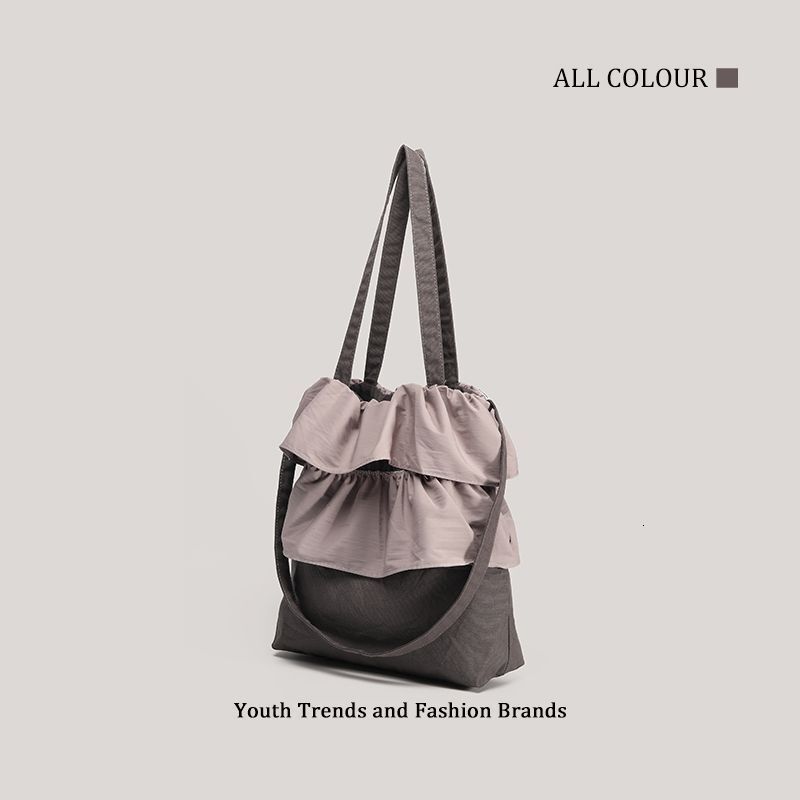 New French-style Ruffled Handbag Shoulder Tote Bag Versatile Large Capacity ddmymoon ddmymoon
