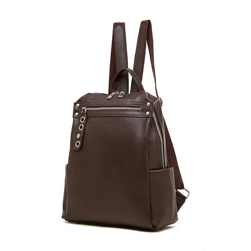 Top Layer Vegetable Tanned New Large Capacity Travel Lightweight Niche Genuine Leather Women's Bag Business Trip Backpack