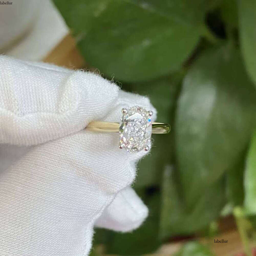 Customizable Solitaire Oval 1ct-4CT White Gold 14K IGI Certified CVD HPHT Lab Grown Dia Ring for Women Engagement Wedding
