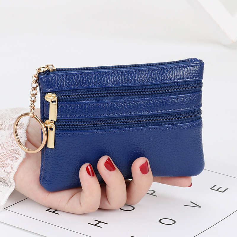 Wholesale Women's Luxury Bag Short Genuine Leather Wallet Multi-functional Driver's License Card Holder Soft Leather Key Bag Zipper Bag