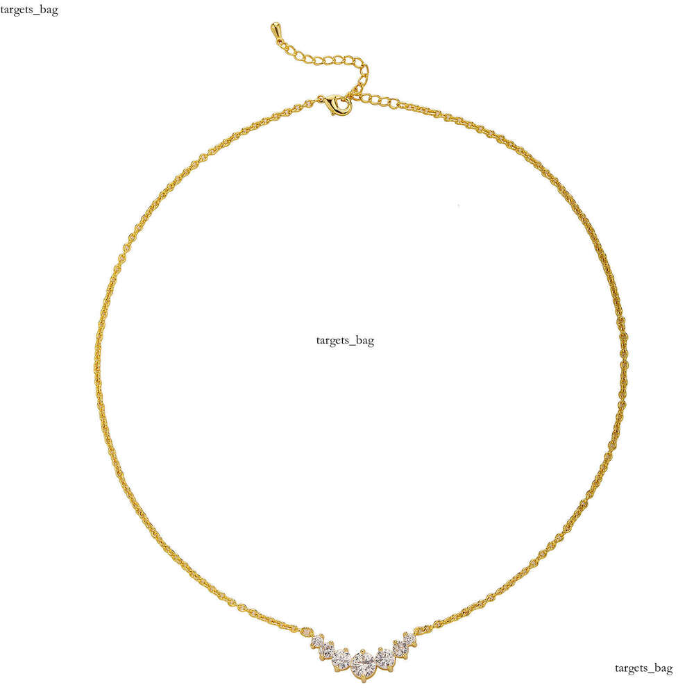 New Sterling Silver Micro-inlaid Gold-plated Smile Necklace for Women Simple Fashion Inlaid Moissanite chain Full Dia Clavicle Chain Pendant