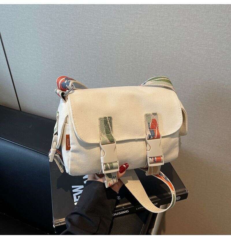 New Simple Canvas Niche Design Shoulder Large Capacity Flip Cover Handbag Fashion Trend Women's Crossbody Bag