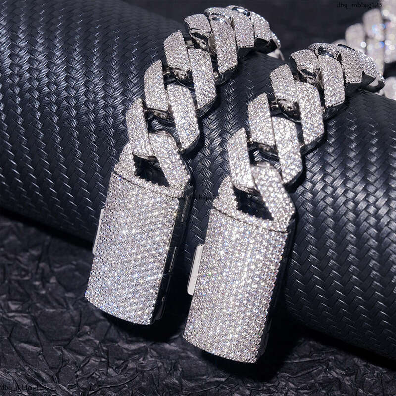 New 18mm 4 Row Stone Cuban Chain 5A Moissanite chain Inlaid Hip Hop Men's Bracelet Necklace