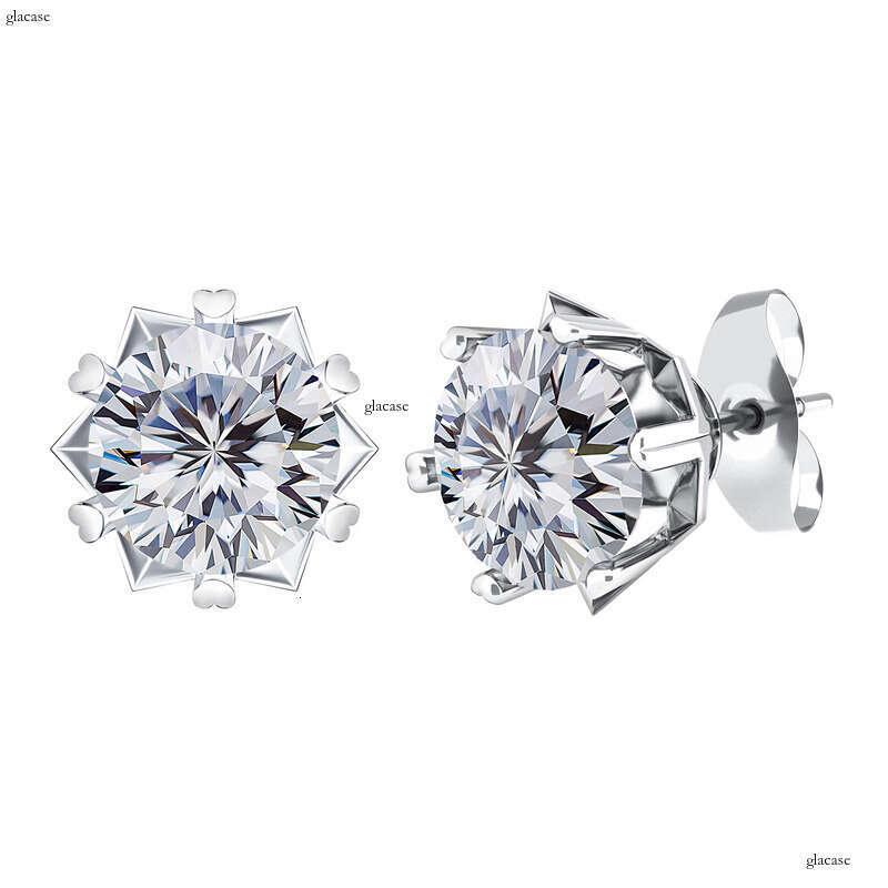 0.1 ct-2 ct Sier Inlaid Moissanite Flower Snowflake Stud Earrings
