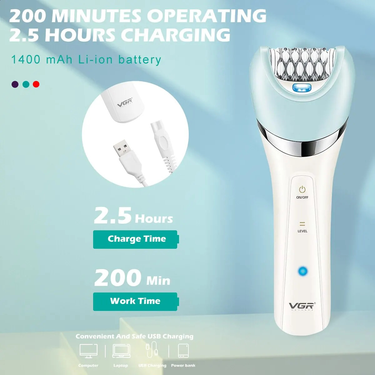 VGR Epilator 5 In 1 Electri Women Epilator Female Shaver Leg Body Hair Remover Lady Bikini Trimmer Cleaning Massage V-703 250805