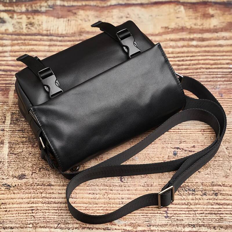 NUPUGOO Men's Shoulder Bag Genuine Casual Crossbody Bags Business High Quality Soft Leather Messenger For 7.9 Inch Ipad