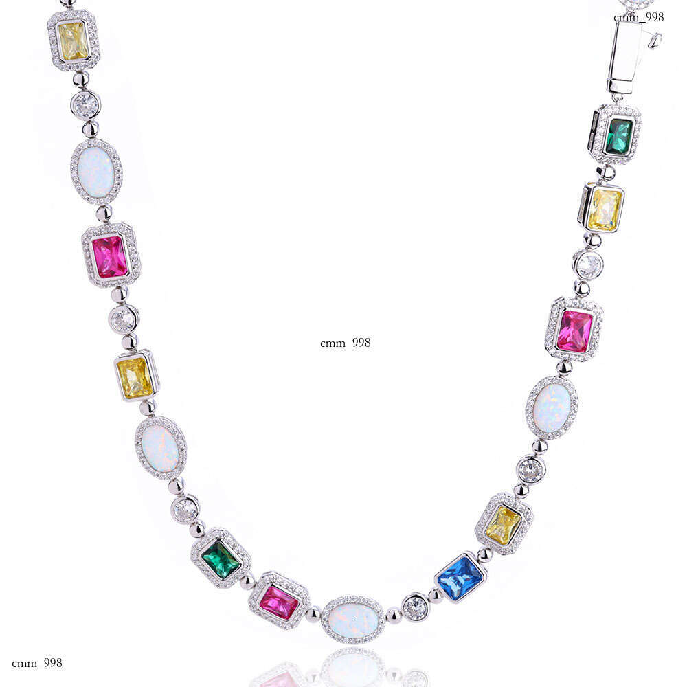 Hip Hop Colorful Women's Necklace Jewelry High-end Moissanite chain Clavicle Chain