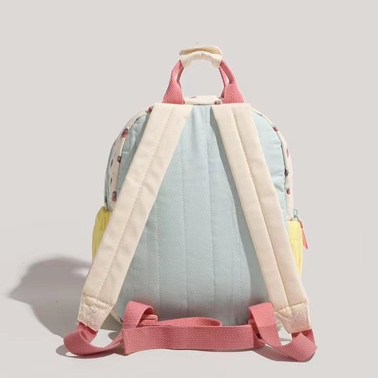 2025 New Canvas Strawberry for Children Girls Dopamine Color Block Backpack ddmymoon