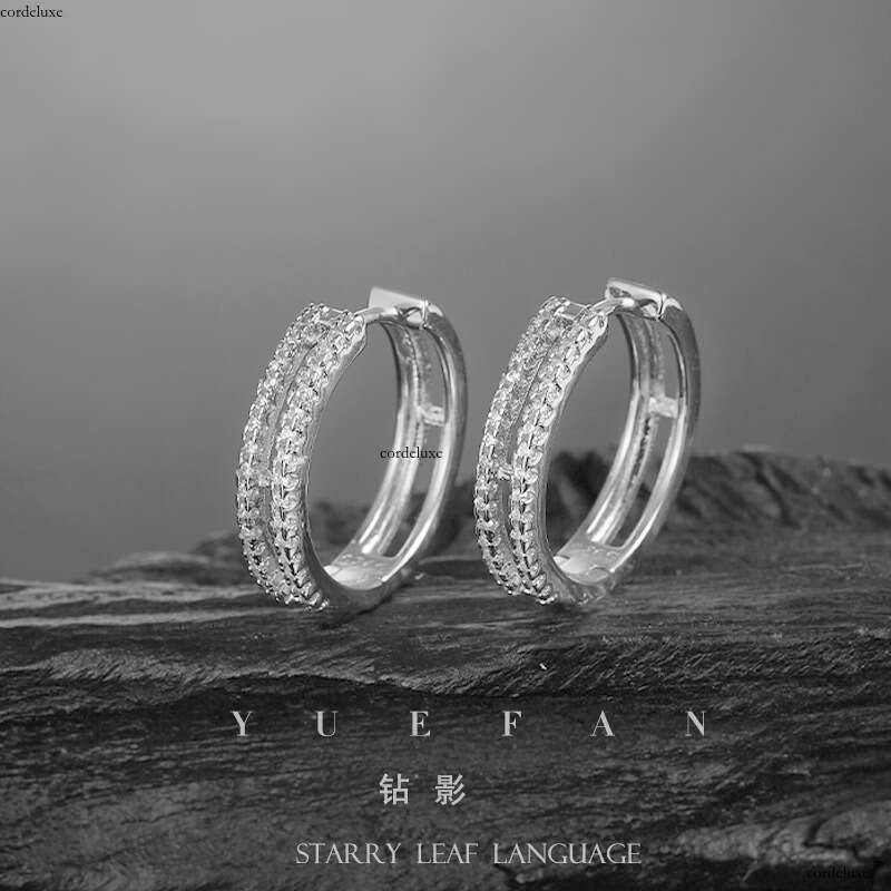 Hollow Double Layer Earrings for Women, Pure Sier, Niche Design, Exquisite Clips, Simple Ins Style, Elegant Ear Accessories