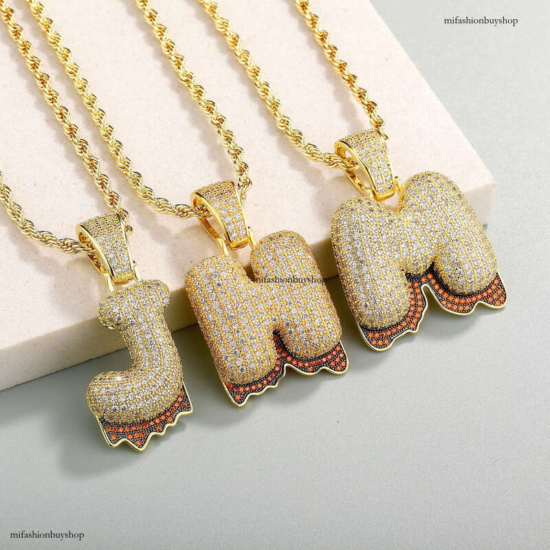 Hip Hop Personality Lava Rock English Letter Pendant DIY Splicing Micro Pave Moissanite chain Men's Trendy Necklace