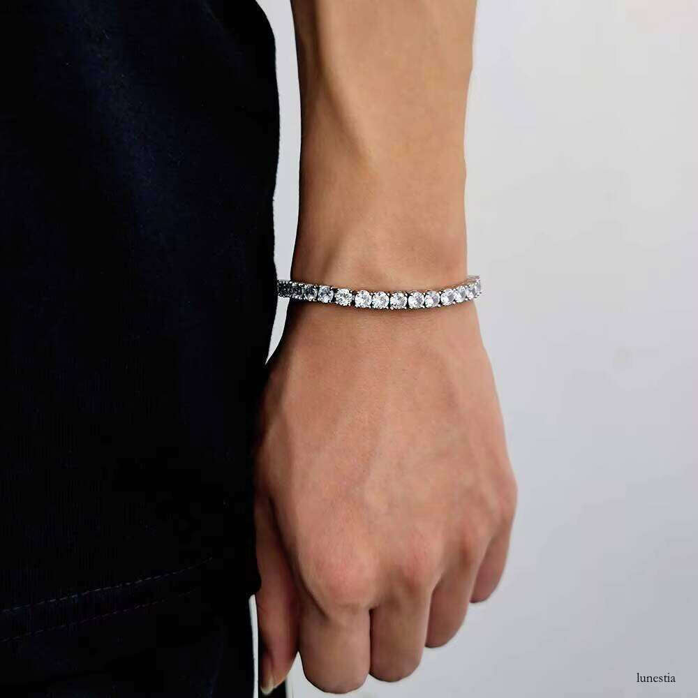 NUOYA 4MM Hip Hop Zircon Full Dia Iced Out Tennis Chain Bracelet Gold Plated Jewelry