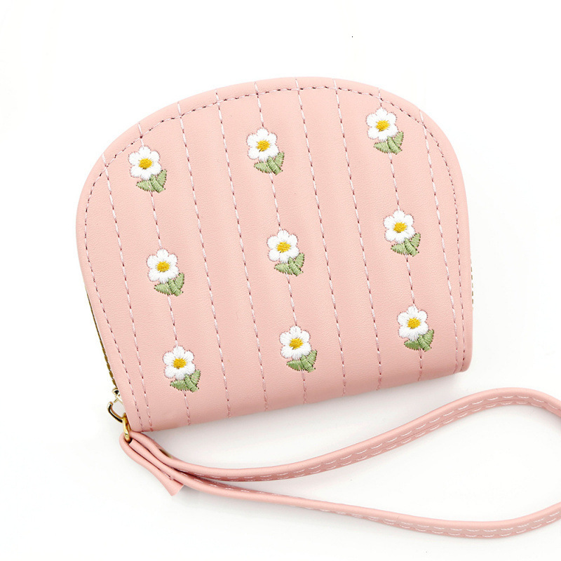 Luxury Bag Short Floral Embroidery Shell-shaped Large Capacity Handheld Organ Girl Card Holder