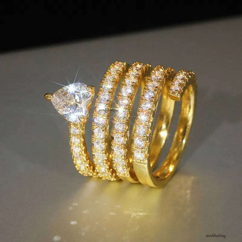 2025 Choucong Brand New Wedding Rings Fashion Jewelry Gold Fill Heart Shape 5A Cuic Zircon CZ Dia Party Eternity Women Cross Ring For Lover Gift