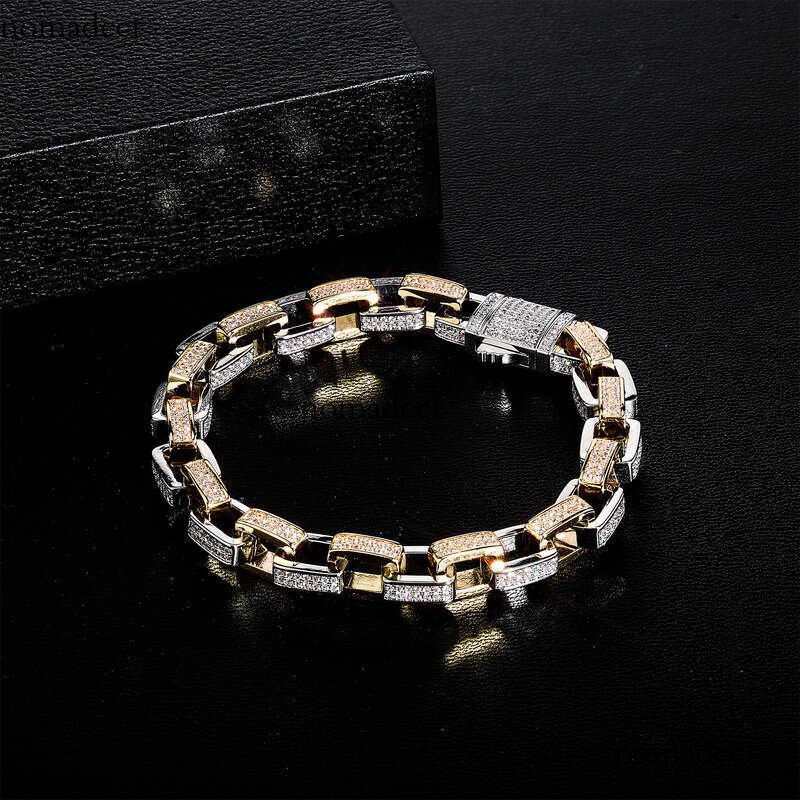 Hip-Hop Geometric O Chain Celebrity Same Style Men's Zircon Spring Buckle Bracelet