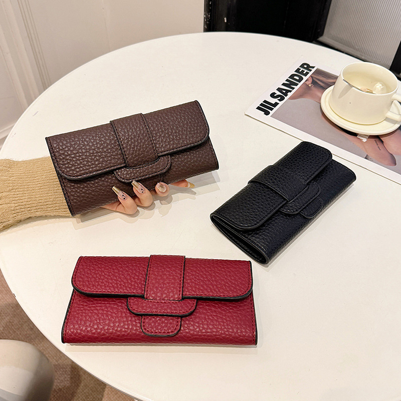 2025 New Luxury Bag Women's Long Wallet Korean Fashion Lychee Pattern Wallet Designer Bag Cross-border Wholesale Large Capacity Card Holder