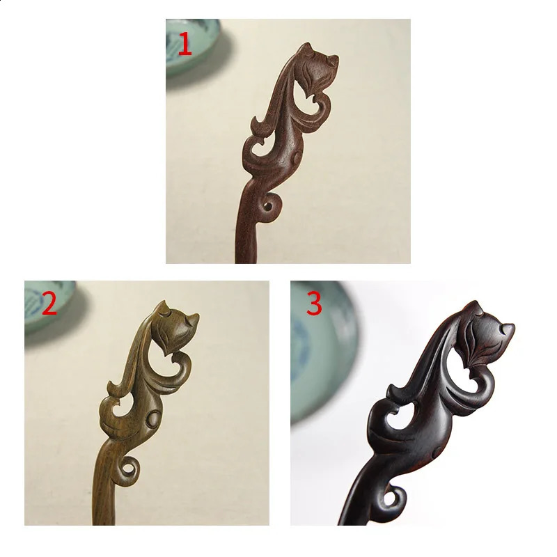 Traditional Chinese Hairpin Stick Vintage Carving Black Ebony Wooden Hair Forks Women Girls Coiled Hair Styling Accessories 250807