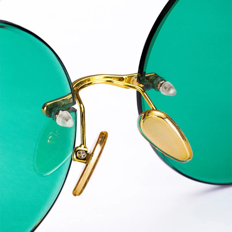 Fashion Classic Rimless Sunglasse Men Crystal Dark Green Lens Sun Glasses Retro Round Glasses Outdoor Driving Eyeglasses 250805