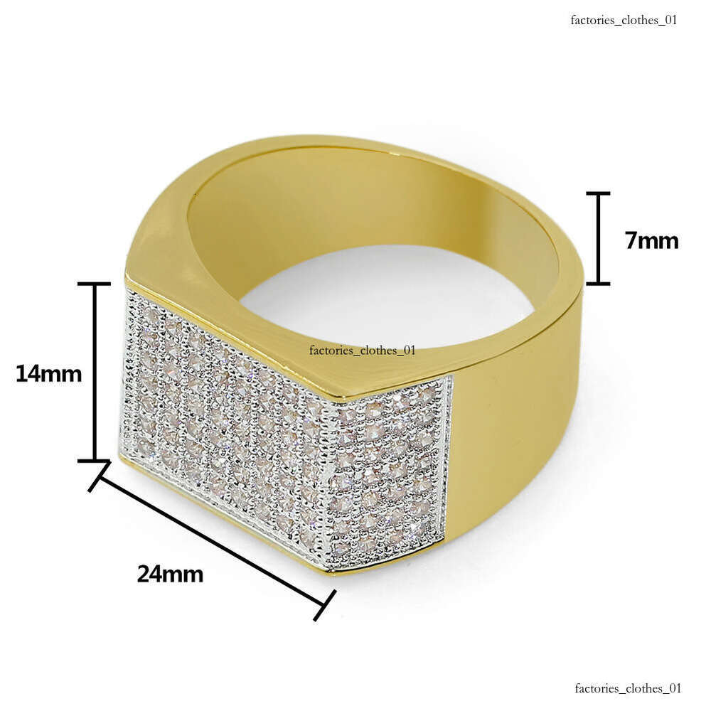 Hip Hop with Inlaid Diamonds Jewelry Gold-Plated Zircon Ring