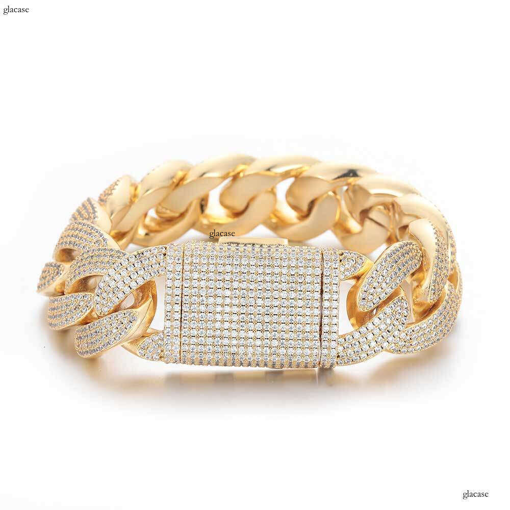New 20mm Four-Row Dia Bubble Cuban Chain Zircon Personality Men's Hip-Hop Bracelet