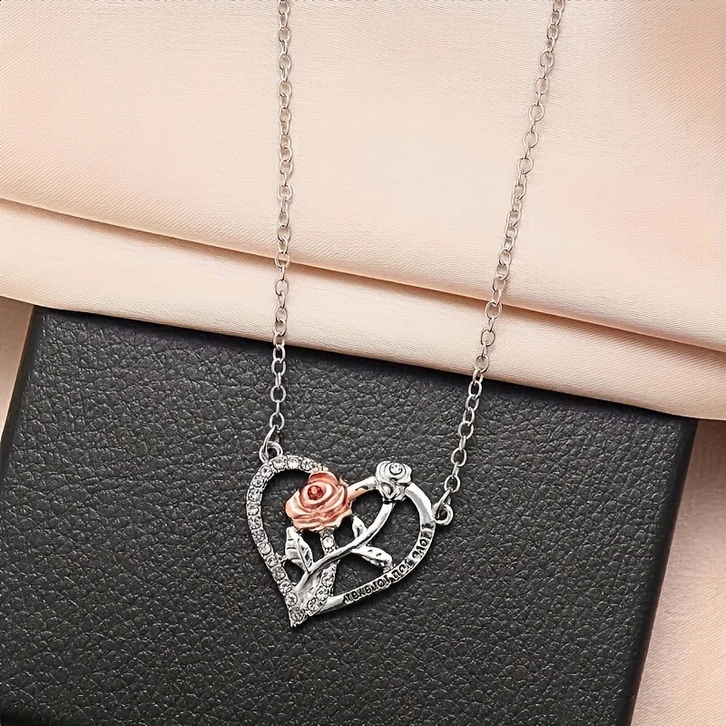 I Love You Forever Necklace With Rose Gift Box For Girlfriend Momther Birthday Christmas Romantic Gift Fashion Jewelry 250805