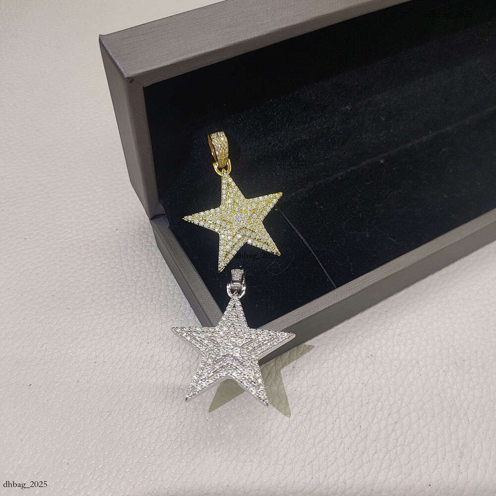 Hiphop New Sier Moissanite Hip Hop Pendant Star Trend Wearable 4MM Tennis Chain