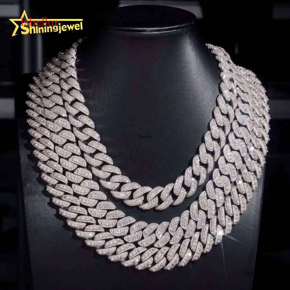 High-Quality Hip-Hop Jewelry Iced Out VVS Moissanite Heavy 18Mm Sier Cuban Chain Necklace