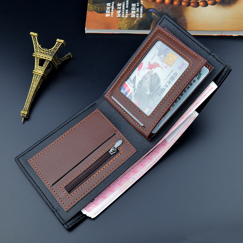New Men's Wallet Designer Bag Luxury Bag Short Style Fashion Color-block Thin Matte Large Capacity Zipper Horizontal Soft Leather Wallet