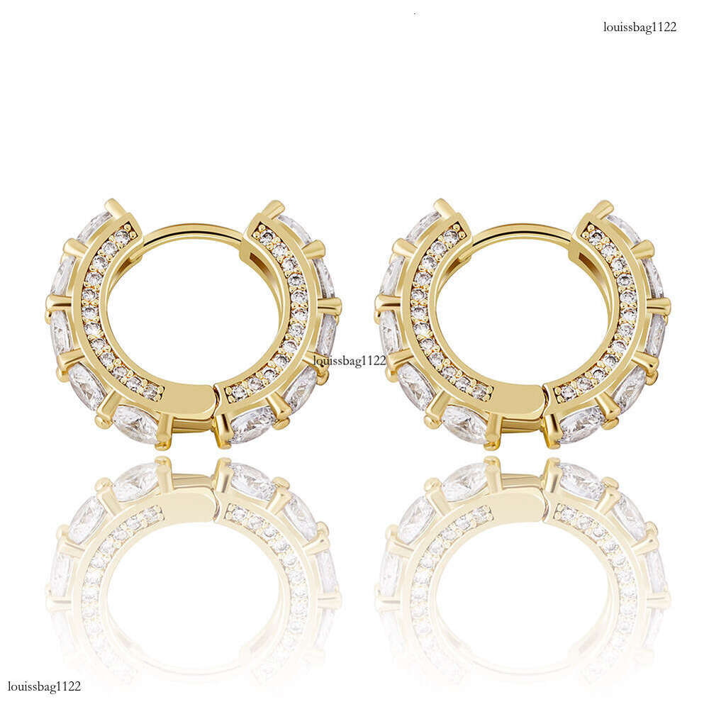 New Style Hoop Full Zircon BlingBling Unisex Hip-Hop Earrings Gold Jewelry