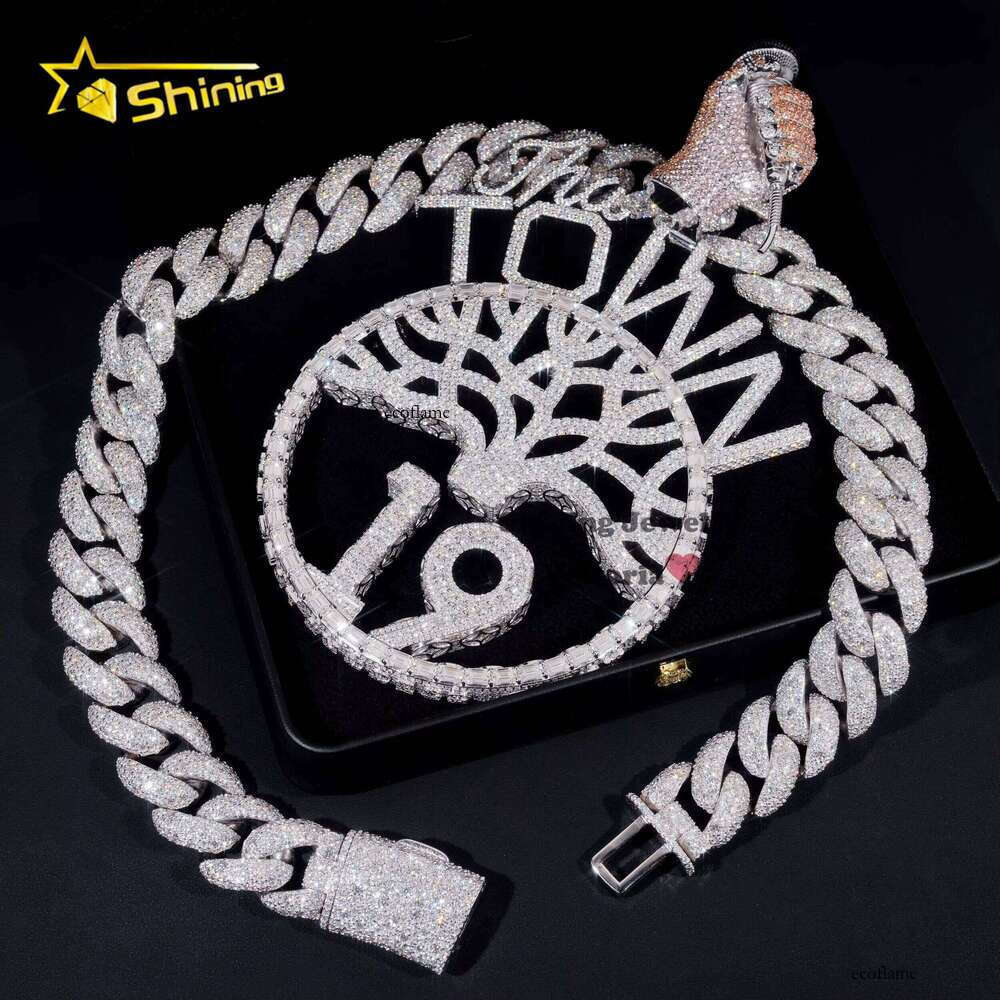 8Inch Big Size Solid Sier Custom Moissanite Dia Round With Microphone Hip Hop Iced Out Pendant for Chain