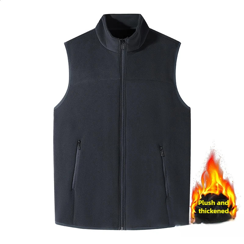 Autumn and winter fashion mens cotton vest jacket casual multifunctional plus size warm standing collar sleeveless top 250809