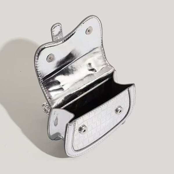 Summer Textured Niche Pearl Chain Crossbody Fashion Mini Silver Handbag for Girls 2025 New Trend ddmymoon