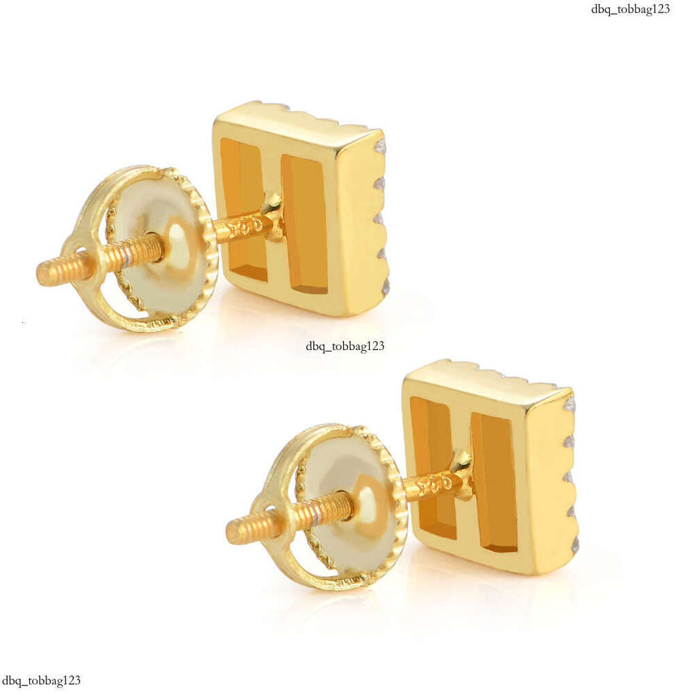 S for Men Body Pure Sier Stud Square Full Zircon Hip Hop Trendy Earrings Jewelry
