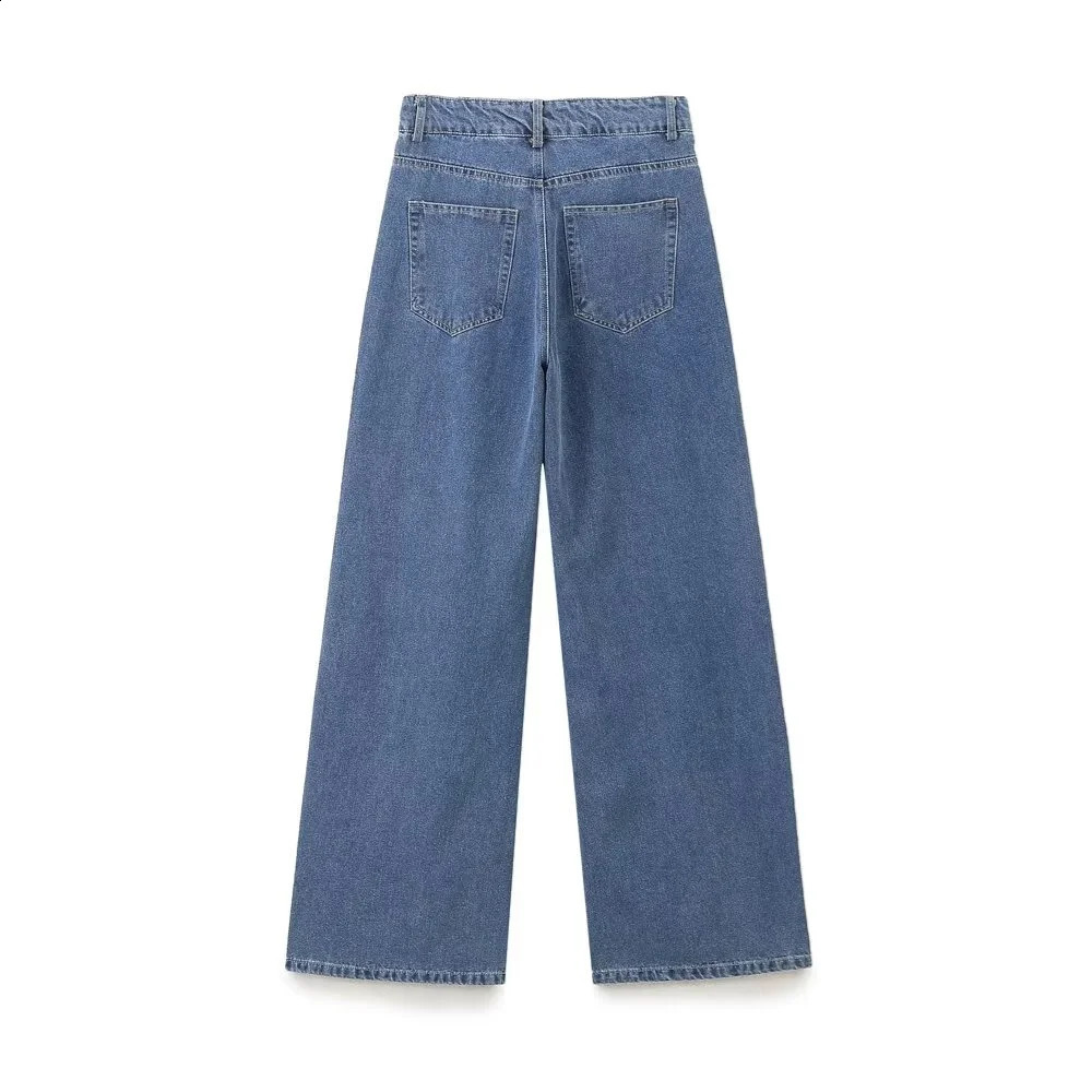 Taop Za Autumn Product Womens Fashion Casual Collar Long Sleeve Short Denim Shirt High Waist Wide Leg Jeans Set 250808