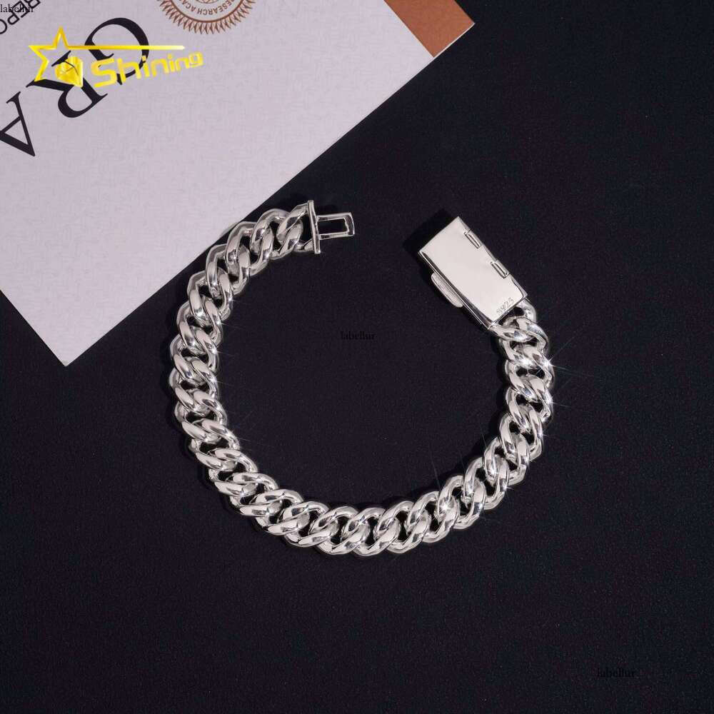 Hip Hop Accessory 10Mm Moissanite Cuban Chain Sier Bracelet, Pure Men's