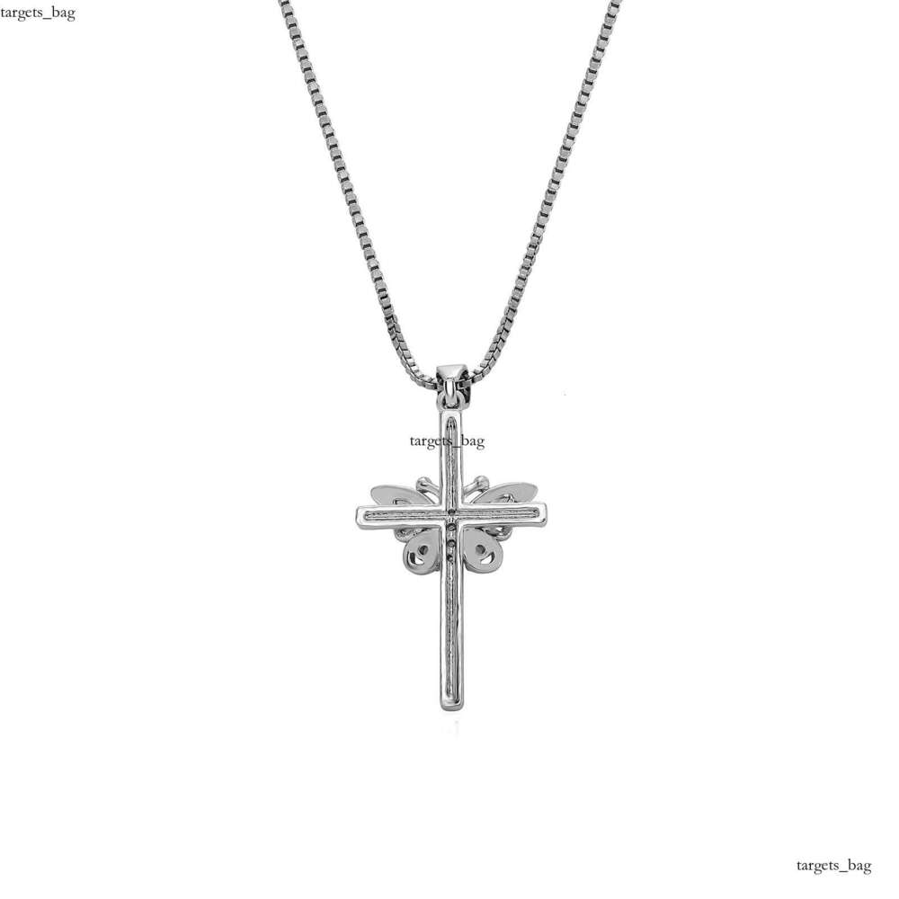 Unique Design Butterfly Cross Pendant Moissanite chain Micro-inlaid Fashionable Niche Necklace