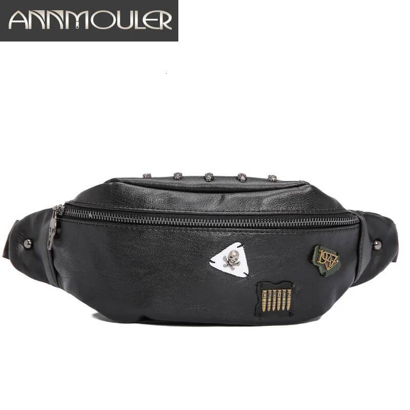 Annmouler Waist Pack Travel Phone Belt Pouch for Women Men Pu Leather Fashion Shoulder Chest Bag Unisex Hip Bags