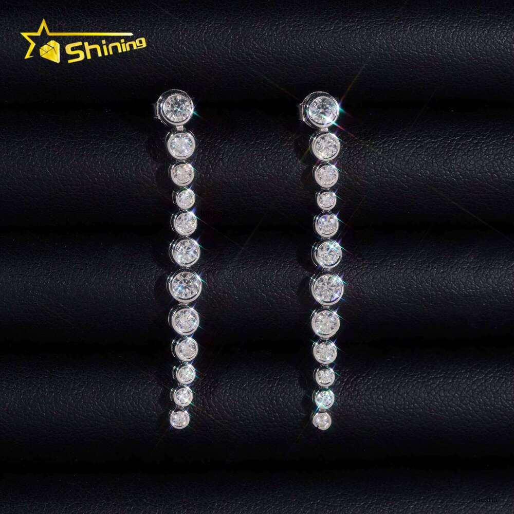 Fashion Jewelry Iced Out Bezel Design Sier Women Fine Custom VVS Moissanite Earrings Daily Wear