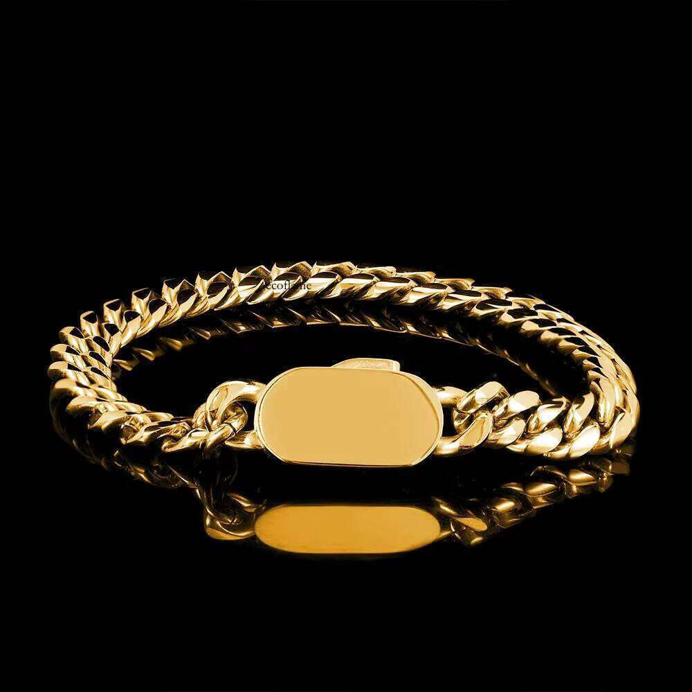 Hip Hop Jewelry 6mm Stainless Steel Gold Plated Cuban Link Chain Bracelet for Men