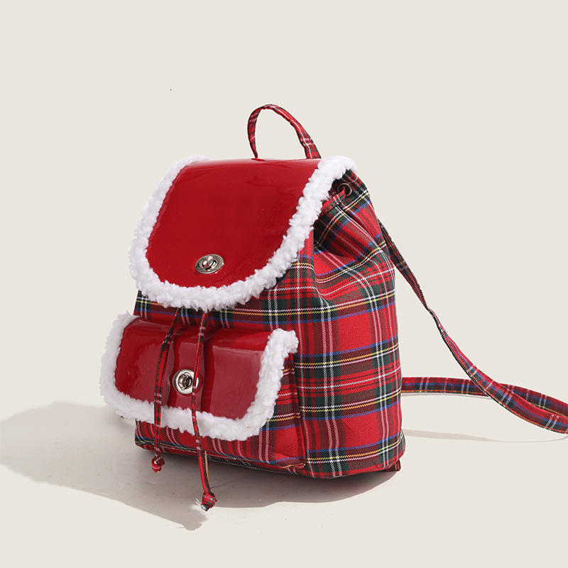 College Plush Soft Leather 2025 New Christmas Atmosphere Lamb Backpack ddmymoon