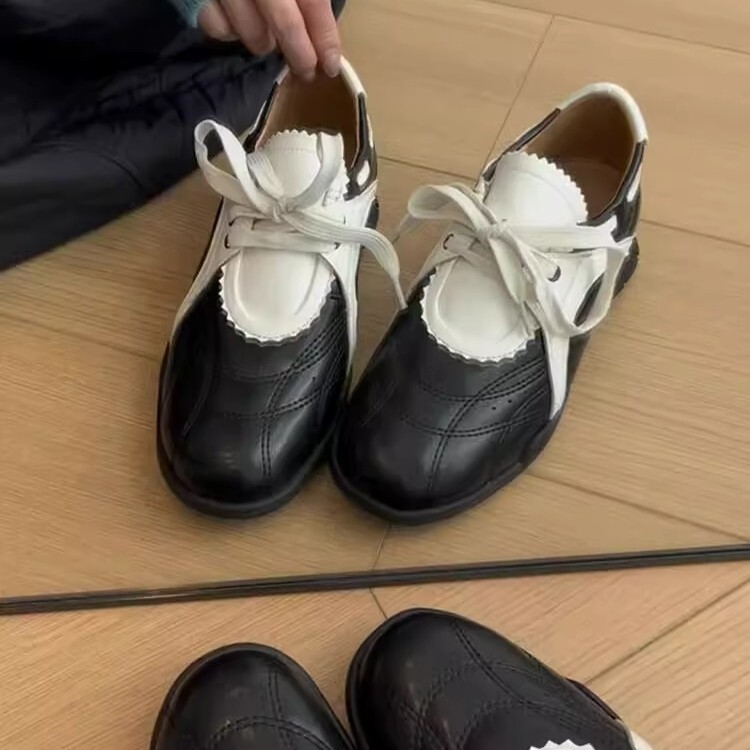Color blocked women's Dexin shoes 2025 designer's new flat shoes, height increasing casual sports shoes