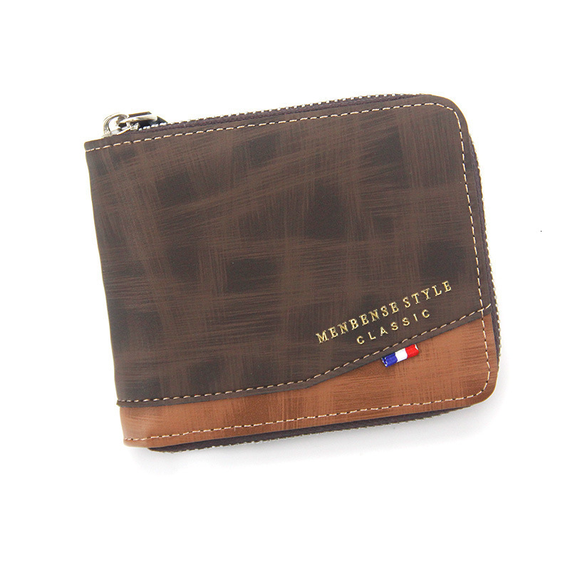 Menbense New Men's Short Wallet Fashion Business Men's Zipper Wallet Coin Luxury Bag Purse Men's Wallet Money Clip