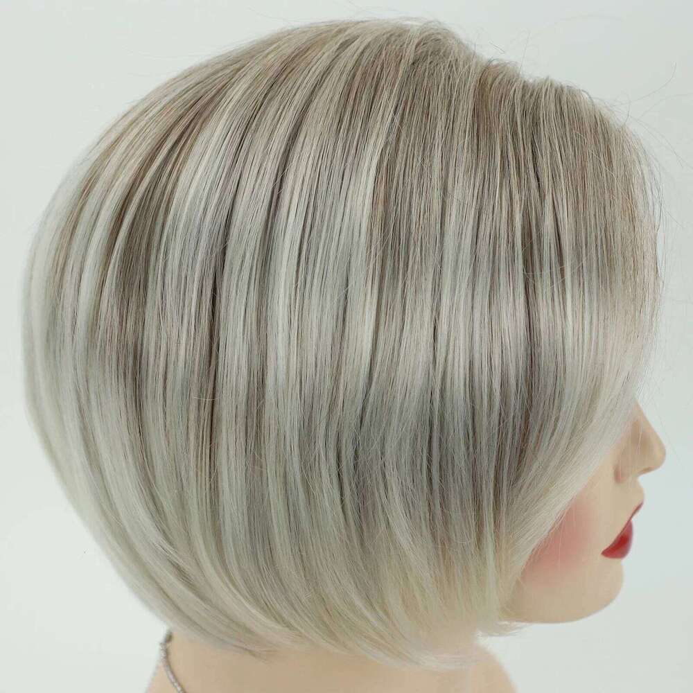 Womens Fashion Blonde Bob Hair Soft Healthy Straight Synthetic Costume Party Wigs for Ladies
