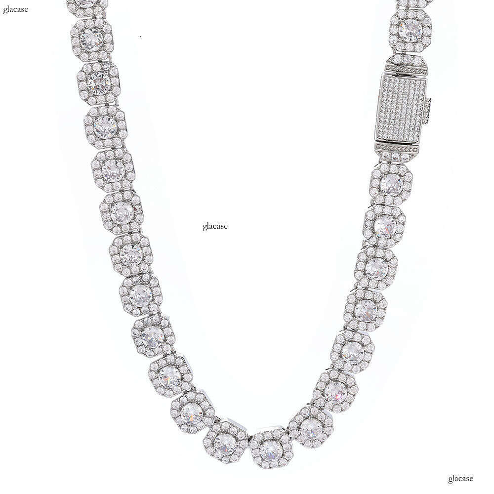 Hip Hop Jewelry 10mm Rock Sugar Dia Iced Out VVS Square Moissanite Men's Necklace High-end Feel