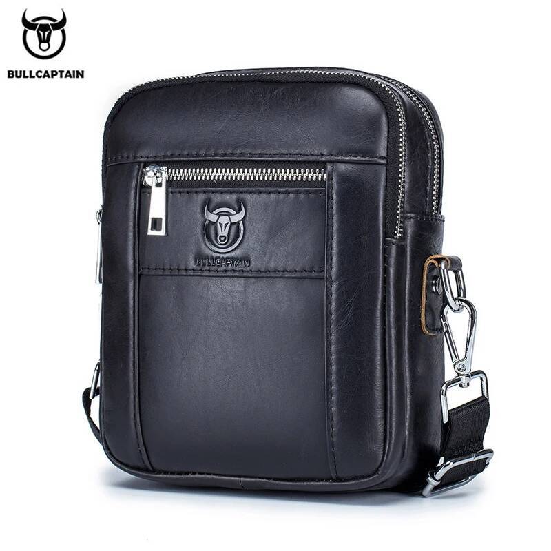 BULLCAPTAIN Casual Bags Leather Shoulder Bag Business Men's Satchel Compact Mini Messenger Bages Men 09
