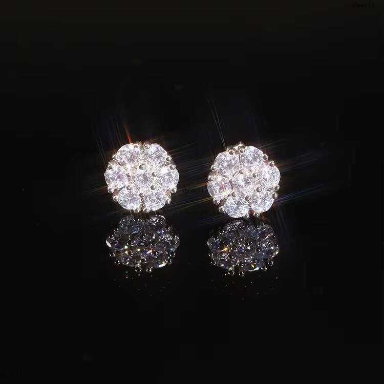 Fashion New Design Gold Plated Pass Dia test Moissanite Sier Jewelry Stud Suower Earring Gift for Women