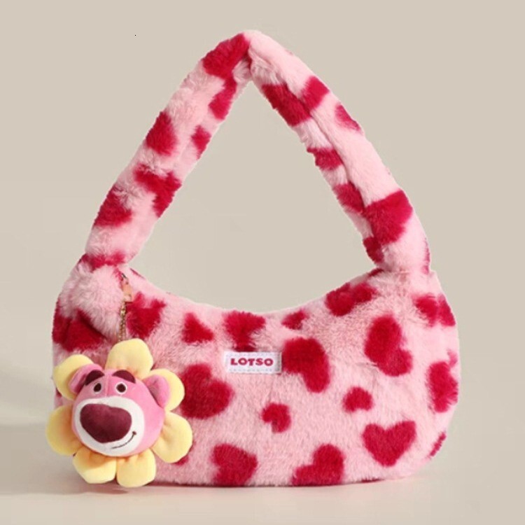 Strawberry Cute New Cartoon Underarm Small Bag Plush Heart Single Shoulder Handbag ddmymoon