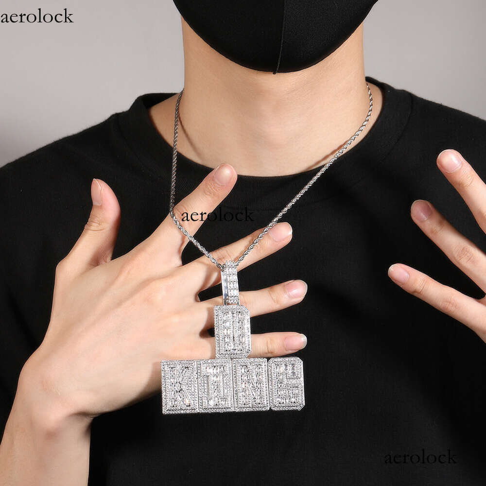 Hip-Hop Rhinestone Sterling Silver Material GUU Letter Pendant Ins Niche Personality Necklace Men's Jewelry