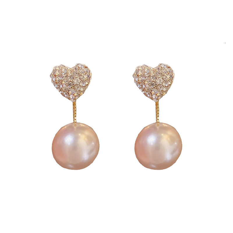 A Two-Way Pearl and Dia Heart Niche Sier Needle Studs 2022 New Trendy Elegant Girl Earrings