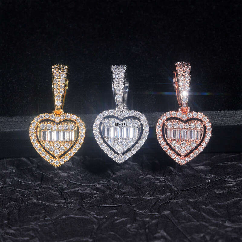 Hot Selling Personalized Heart Pendant Sterling Silver Inlaid Moissanite chain Can Be Worn 6.5m Necklace Trade Special