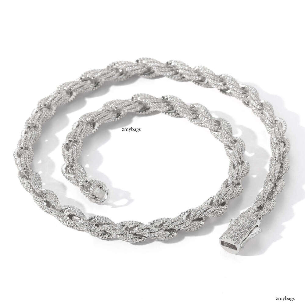 for Men Full Moissanite chain 8mm Twist Twisted Chain Hip Hop Men's Necklace Stylish Accessories